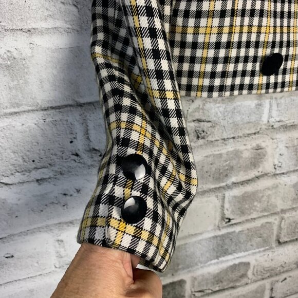 Vintage 80s 90s Jones New York Double Breasted Plaid Cropped Blazer - Picture 4 of 12